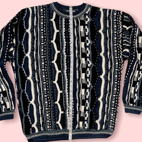 VINTAGE 80s 90s Designer Sweater by Lavané - COOGI style - Blue - Picture 4 of 6